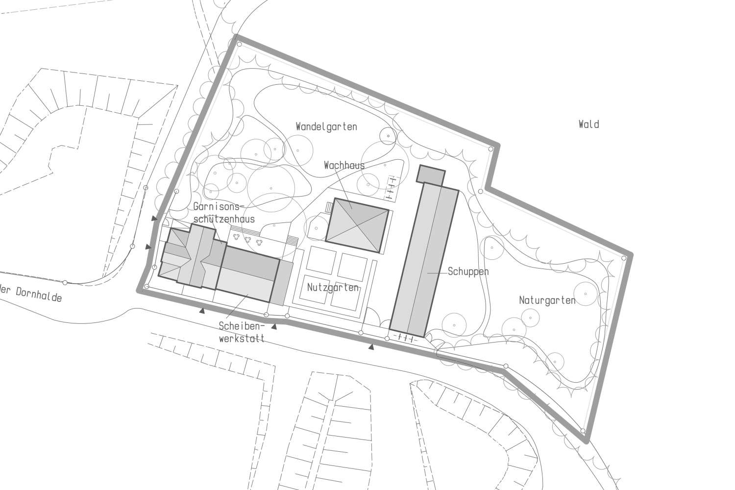 Zuschlag für Umbau und denkmalpflegerische Sanierung vom Ensemble Garnisonsschützenhaus auf der Dornhalde zur Revitalisierung und Zuführung einer öffentlichen Nutzung ({project_images:field_row_count})