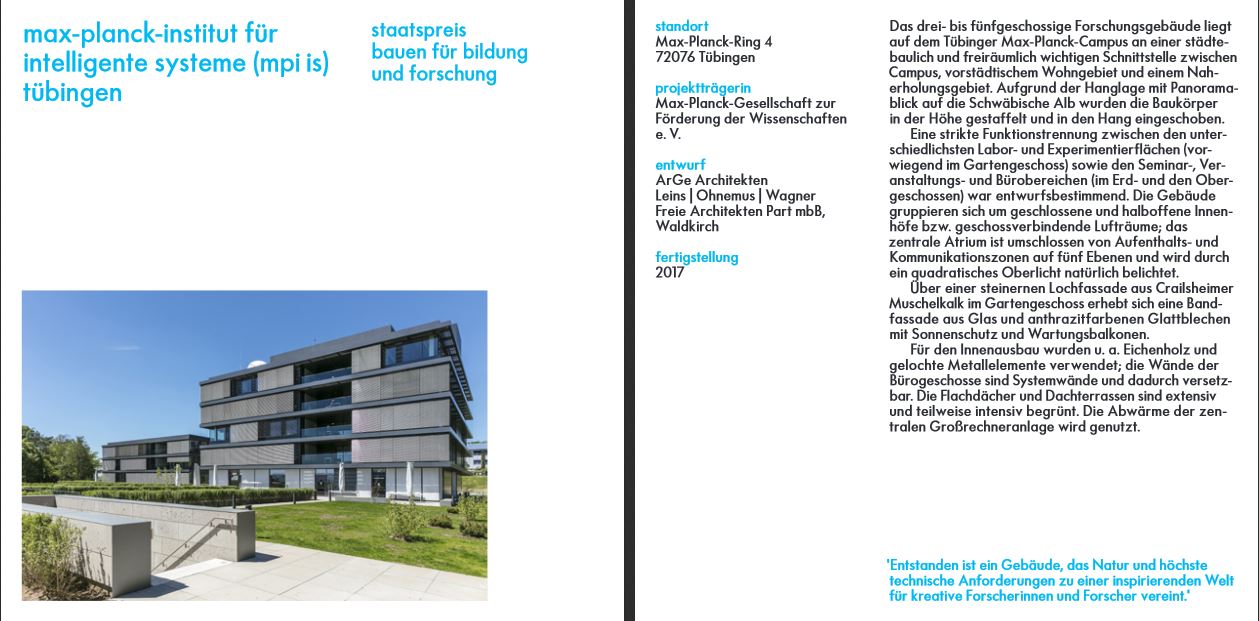Staatspreis Baukultur 2020 für das Max-Planck-Institutsgebäude für Intelligente Systeme in Tübingen ({project_images:field_row_count})