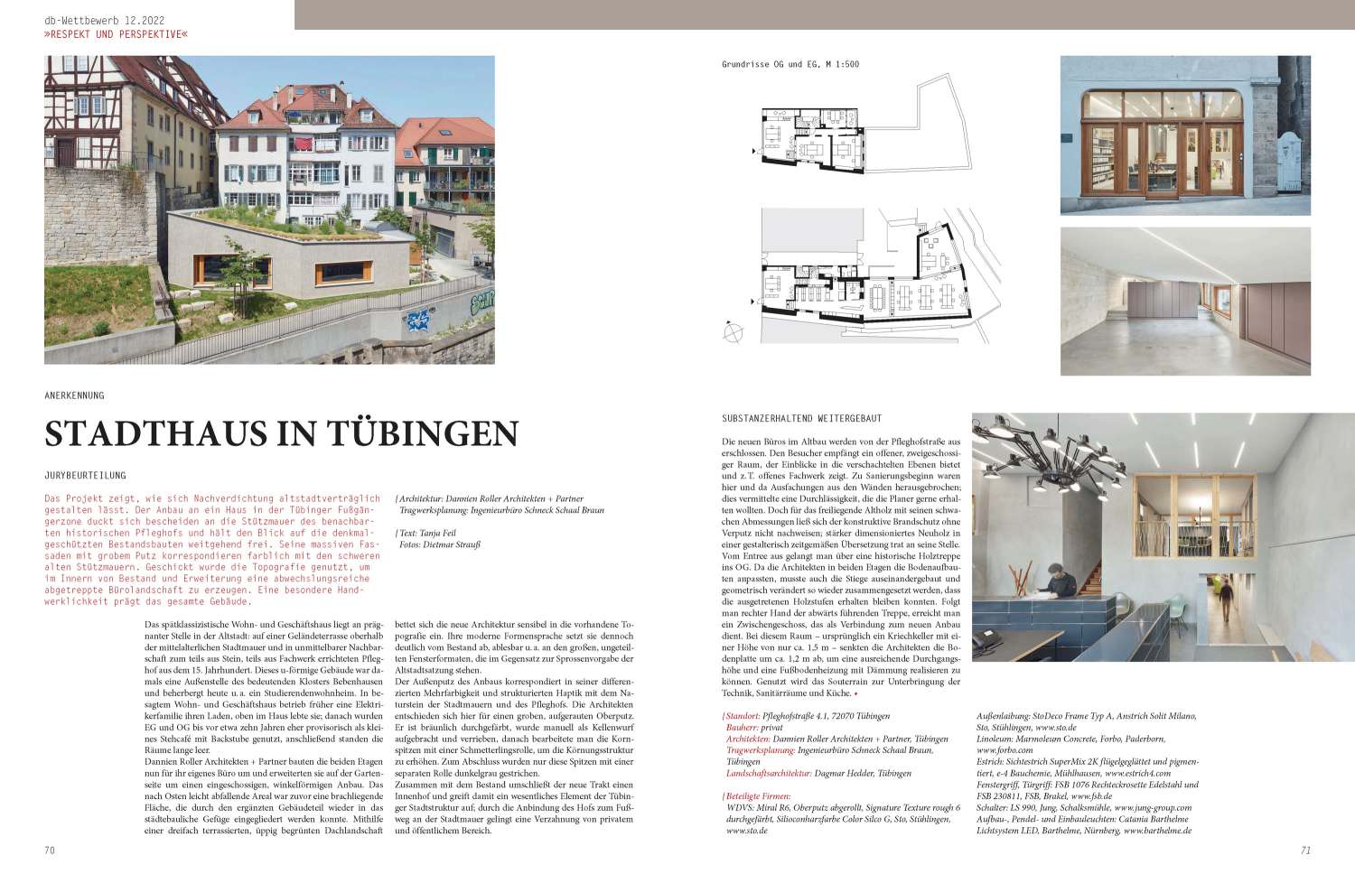 db deutsche bauzeitung berichtet in ihrer aktuellen Ausgabe 12.2022 über unsere Anerkennung des ›Bauen im Bestand-Wettbewerbs 2022‹ ({project_images:field_row_count})