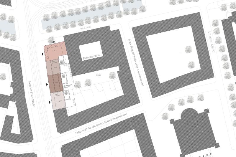 Erweiterung Volkshochschule und Neubau Wohnungsbau als Ergänzugngsbaustein im innerstädtischen Baublock in Potsdam (1)