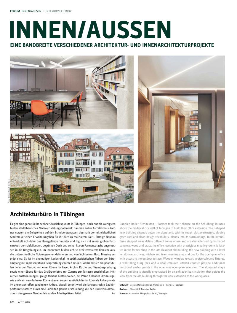 AIT veröffentlicht in Ihrer Ausgabe 11/2022 unser Büro in der Tübinger Altstadt (1)