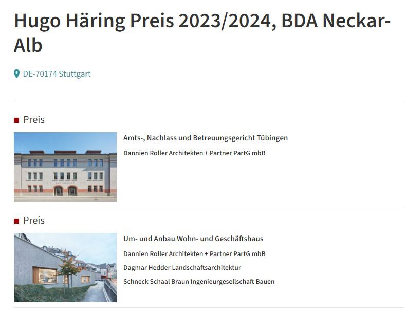 Competitionline-Newsletter veröffentlicht die Preisträger der Hugo-Häring-Auszeichnung des Neckar-Alb-Kreises (1)