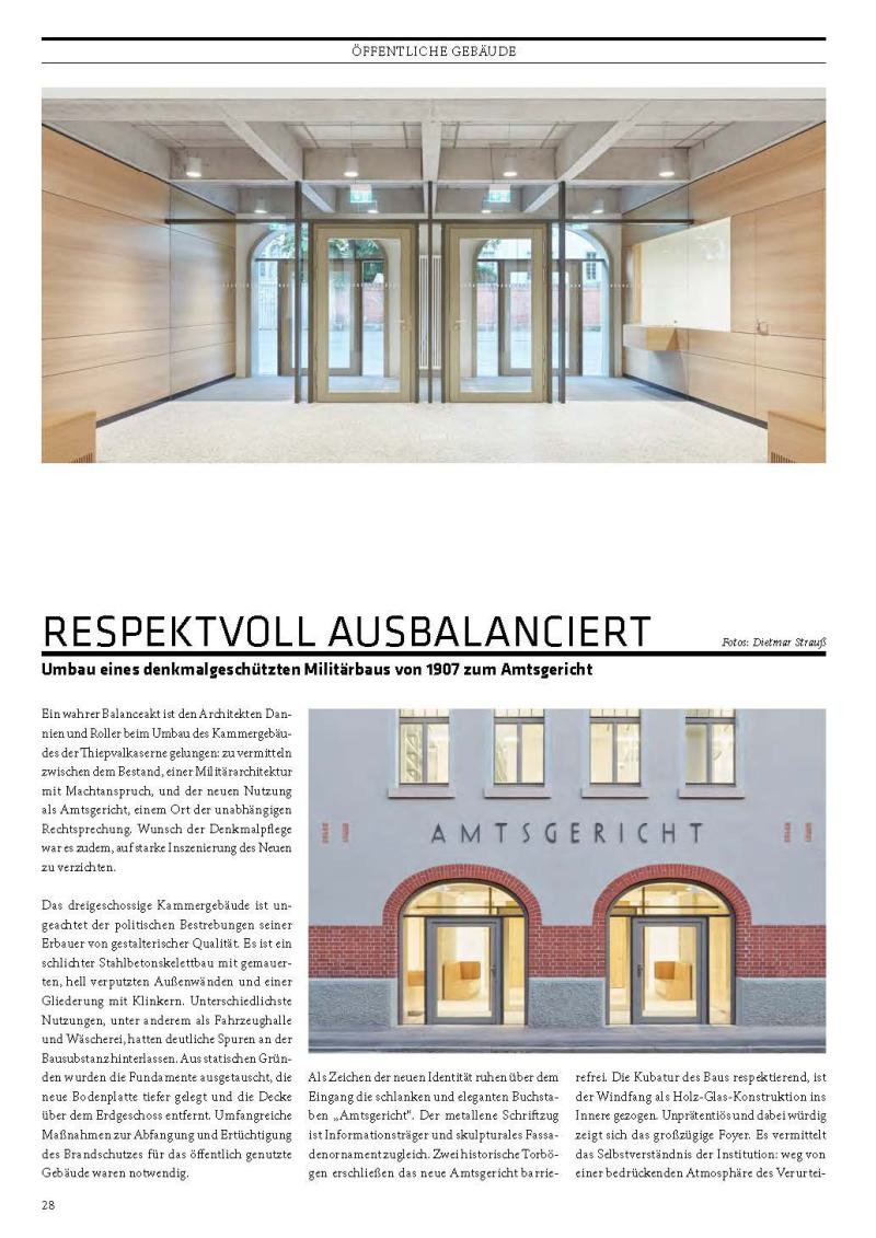 Das Architekturmagazin Cube veröffentlicht die denkmalpflegerische Sanierung des Amtsgerichts in Tübingen (1)