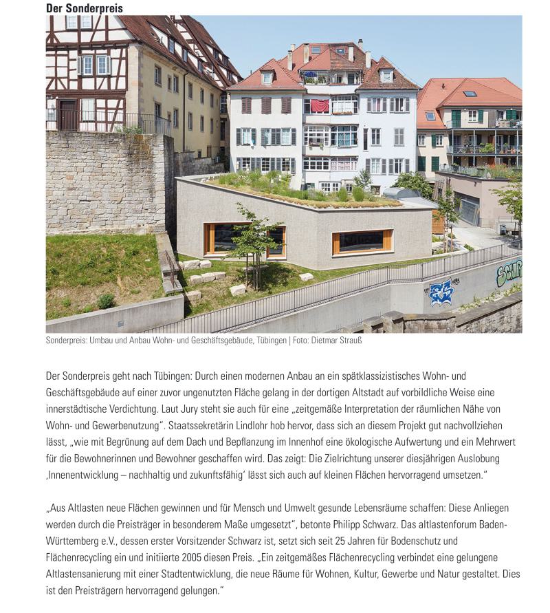 Das Deutsche Architektenblatt veröffentlicht unseren Sonderpreis des Flächenreyclingpreises 2022 in Ihrer Oktoberausgabe (1)