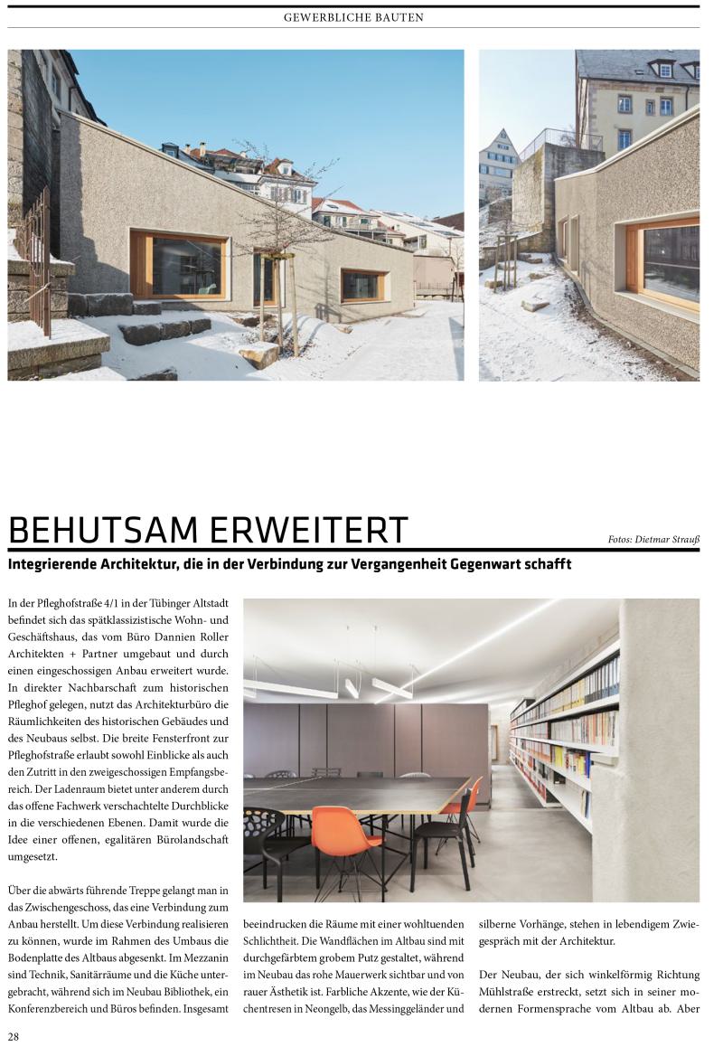 Veröffentlichung  Anbau und Umbau Wohn- und Geschäftsgebäude in Tübingen in dem Architekturmagazin CUBE Ausgabe 01/21 (1)