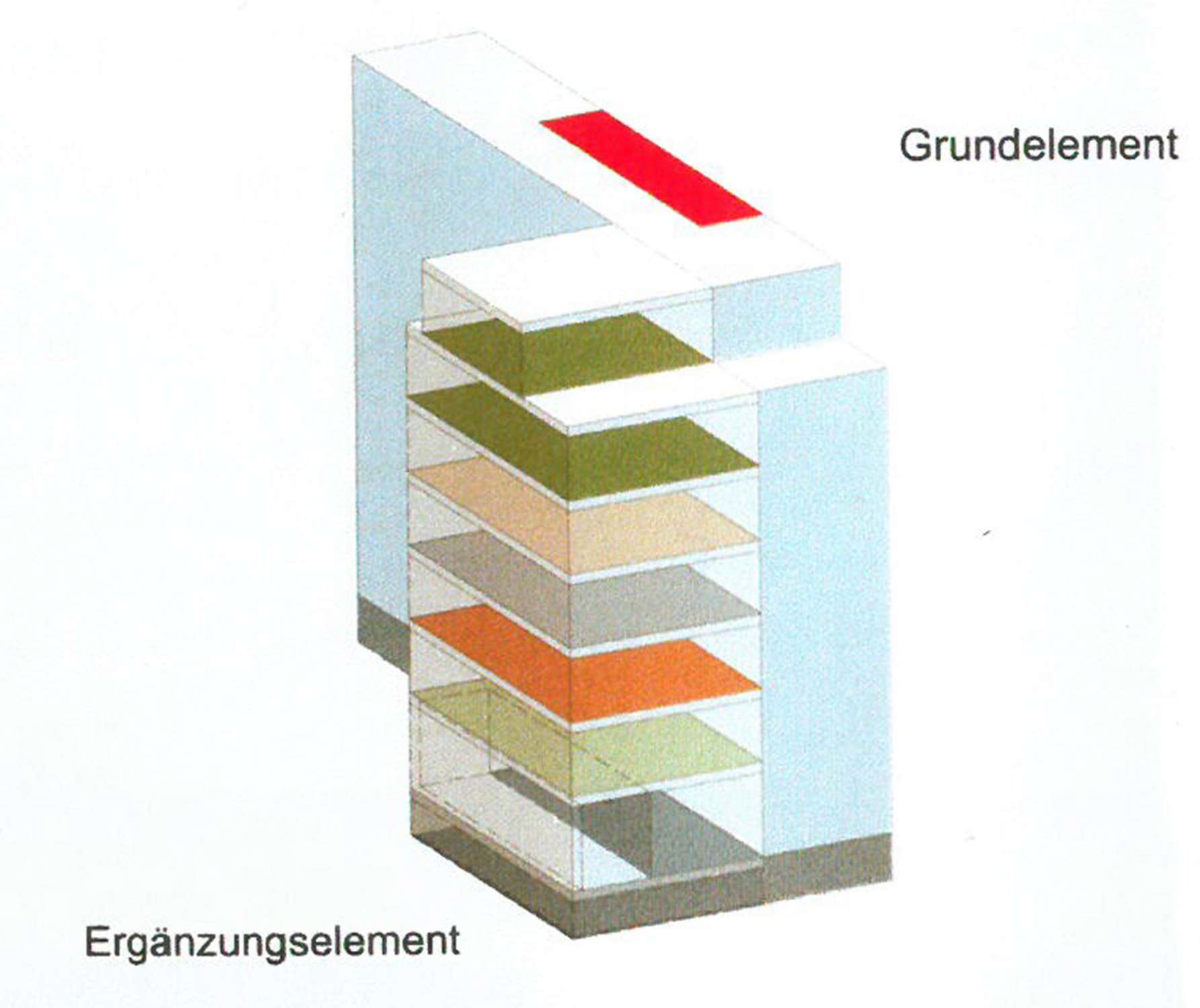 Studie Wohngebäude als Baustein im Block mit flexiblem Seitenflügel (1)