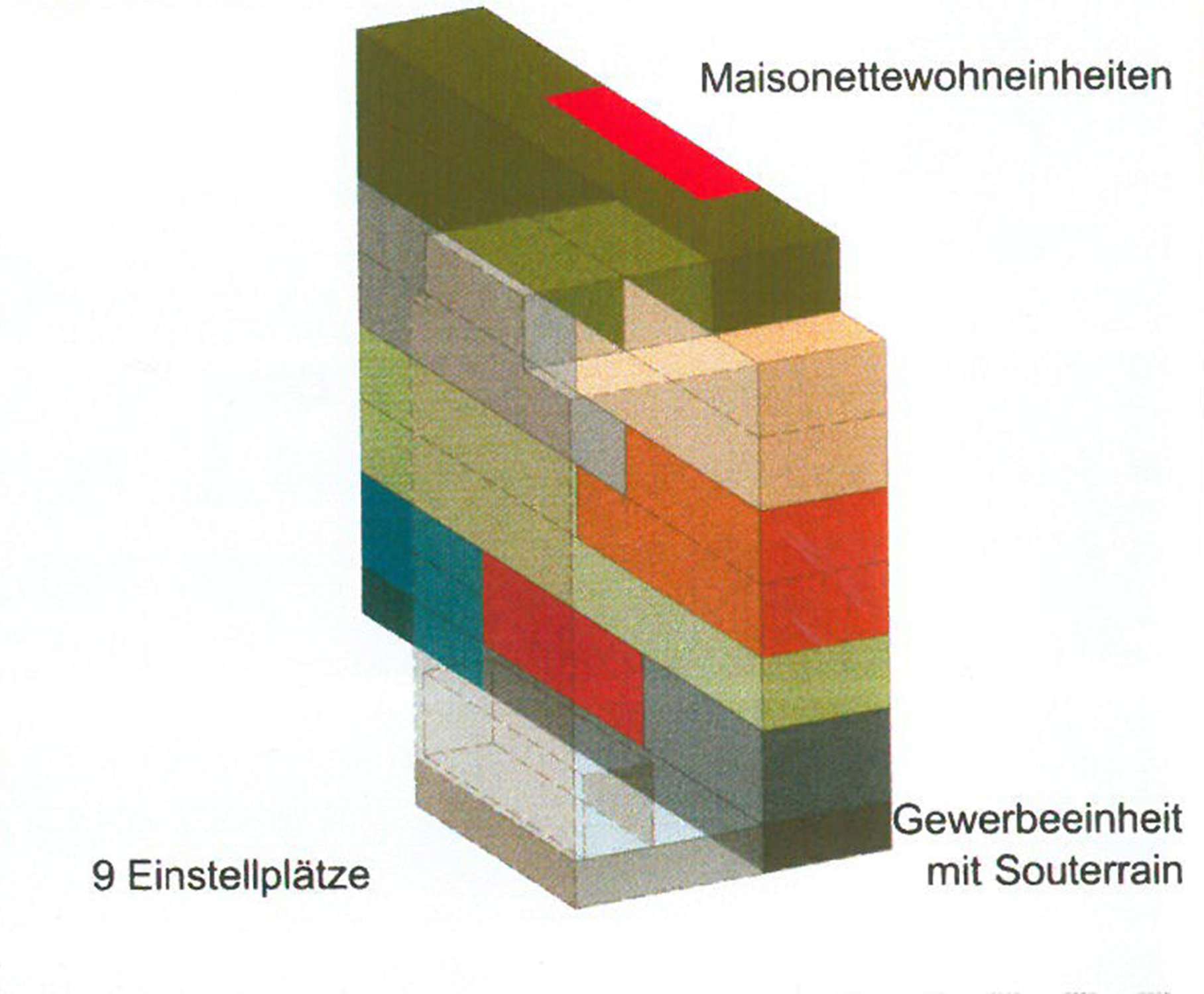 Studie Wohngebäude als Baustein im Block mit flexiblem Seitenflügel (2)