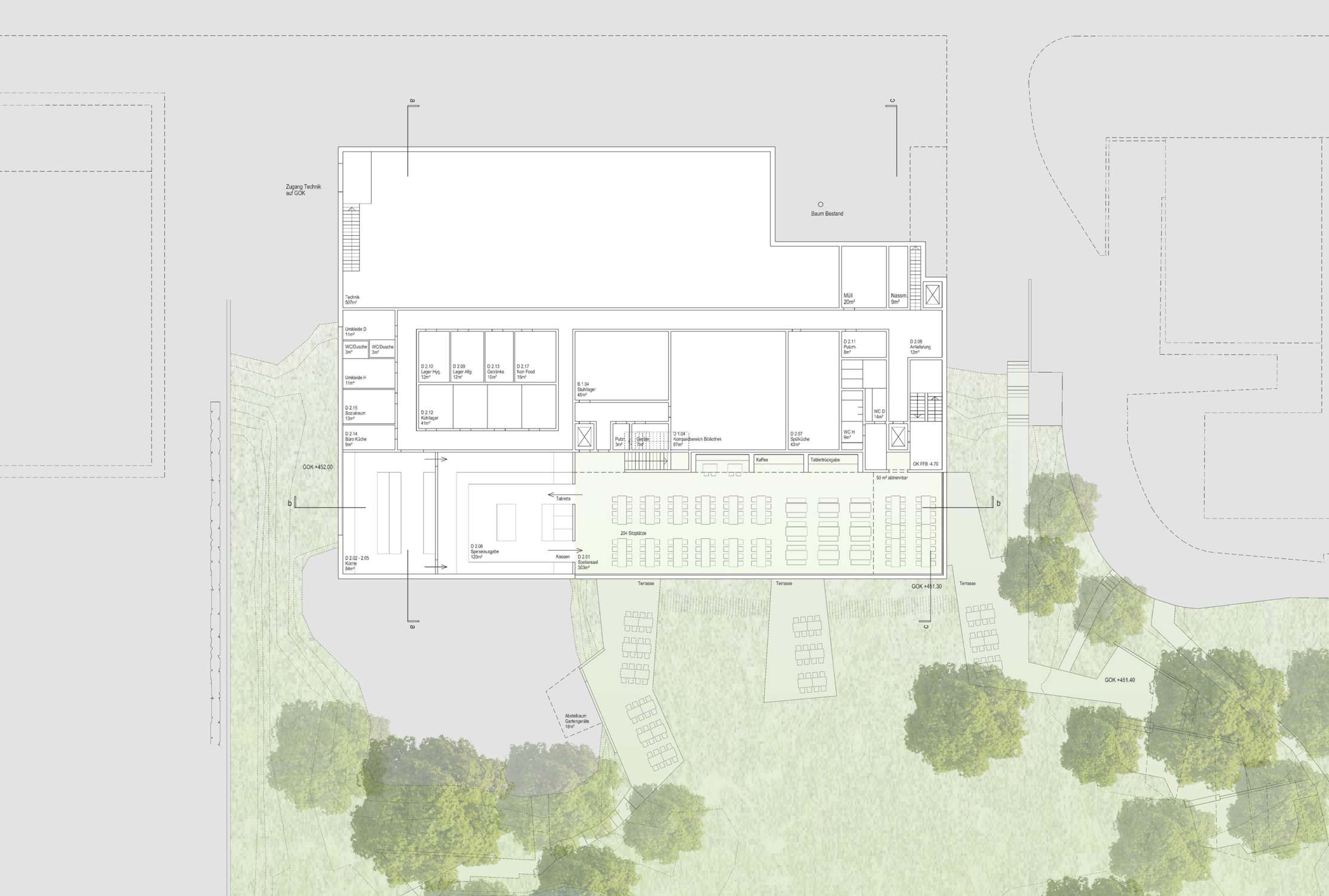 Neubau Zentralgebäude als Hörsaal, Mensa und Seminargebäude (2)